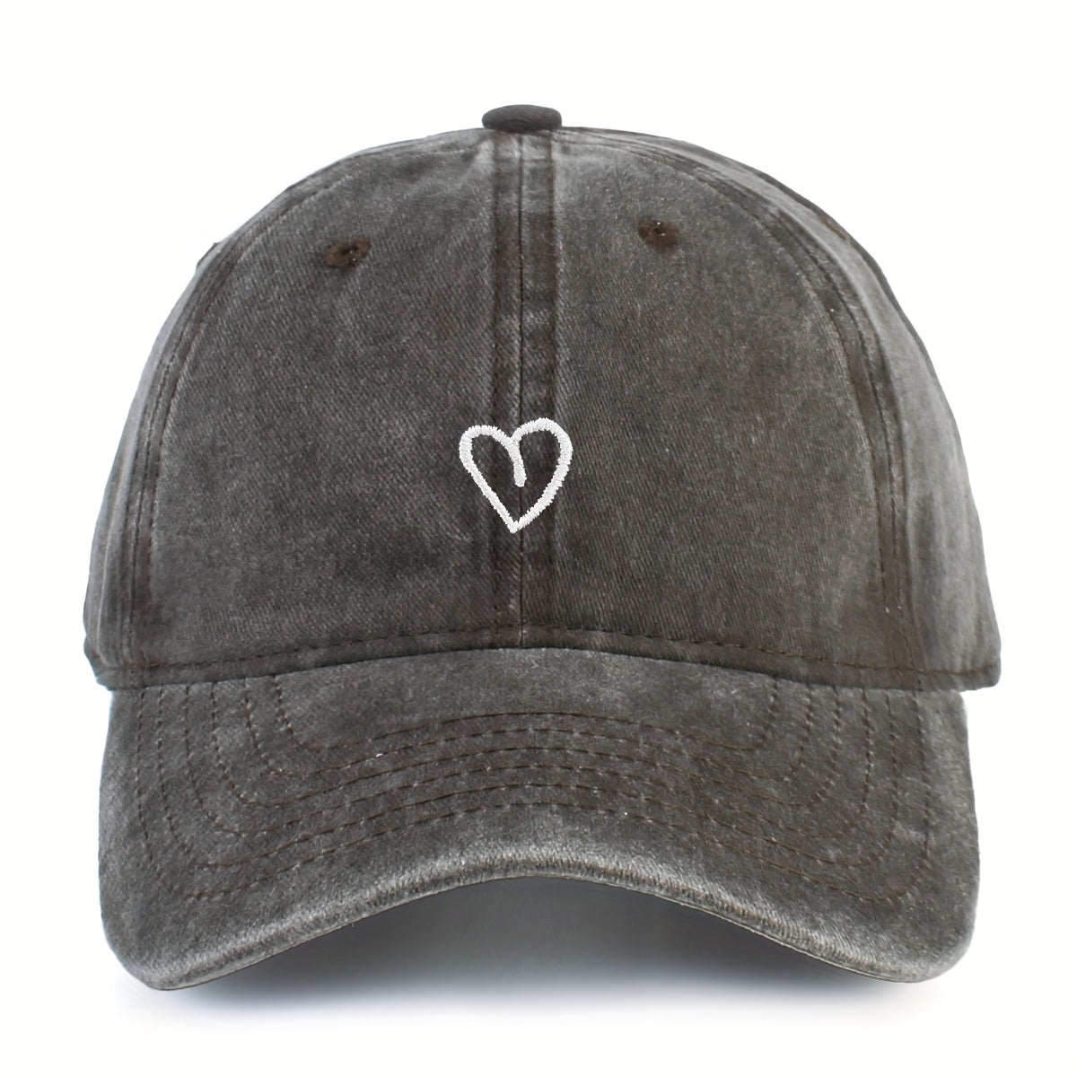 Vintage Baseballcap met Hartstiksel – Verstelbaar Katoen Gewassen Stijl Sportpet Zomerpet Dames Heren Casual Cap