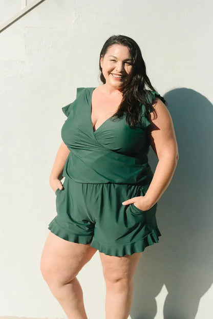 Dames Tankini Set Zomerse Ruches V-Hals Badpak