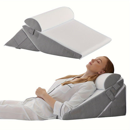 Verstelbaar Wigkussen voor Bed – Premium Memory Foam Ondersteuning Rug Benen Knieën Herstel