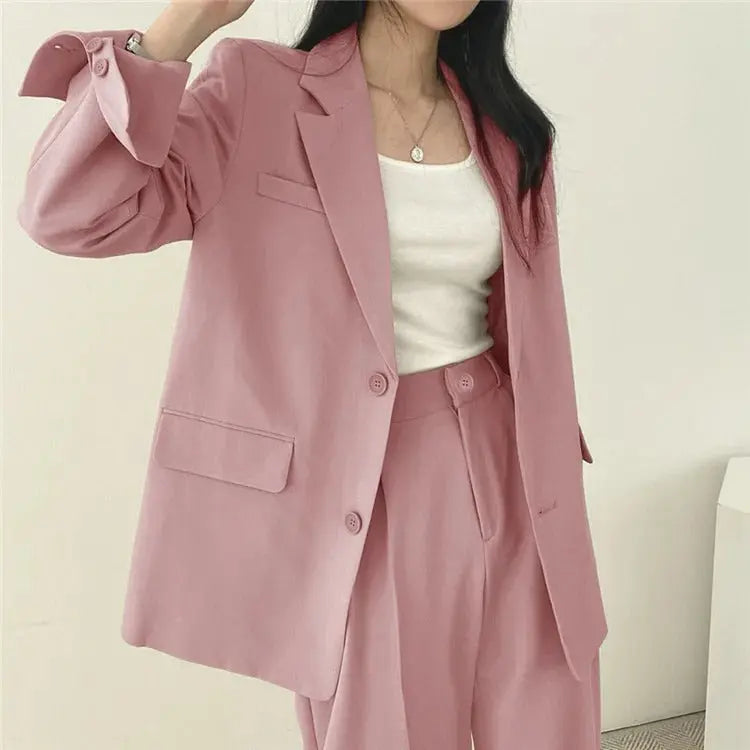 Dames Blazer Set met Rechte Broek Elegante Outfit
