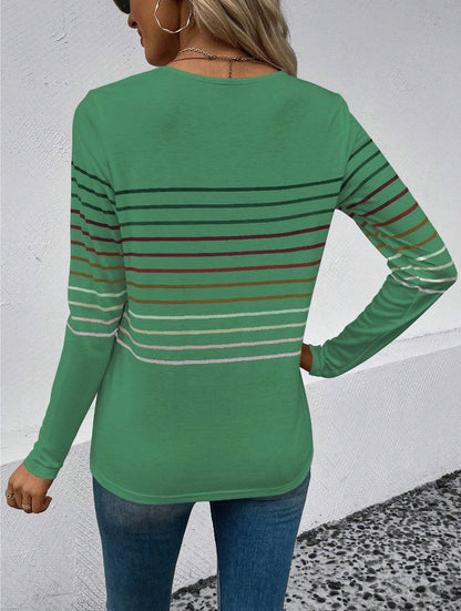 Dames T-shirt Lange Mouwen Streepjes Stijlvol Basic