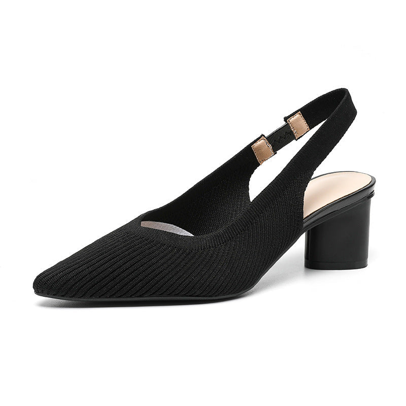 Vrouwelijke Slingback Pumps met Puntige Neus en Blokhak