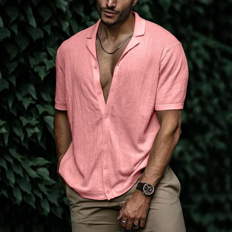 Zomerhemd Heren Korte Mouw Gebreid Casual