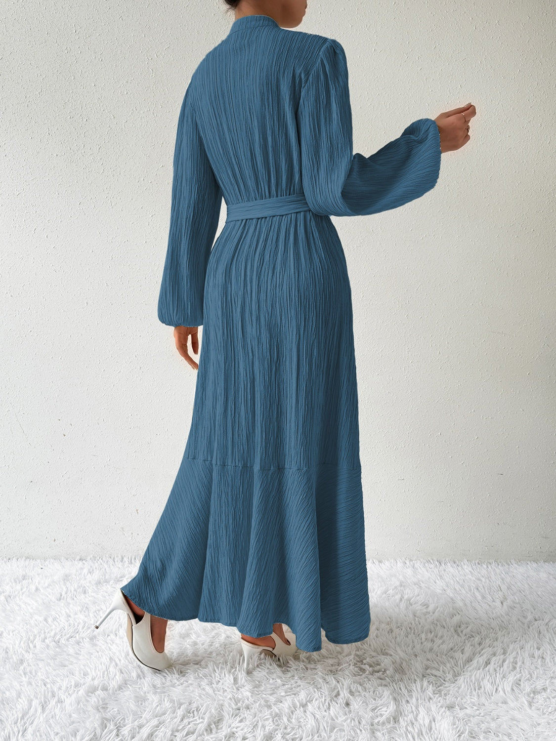 Vrouwelijke Jurk Lange Mouwen Taille Jurk met Accent