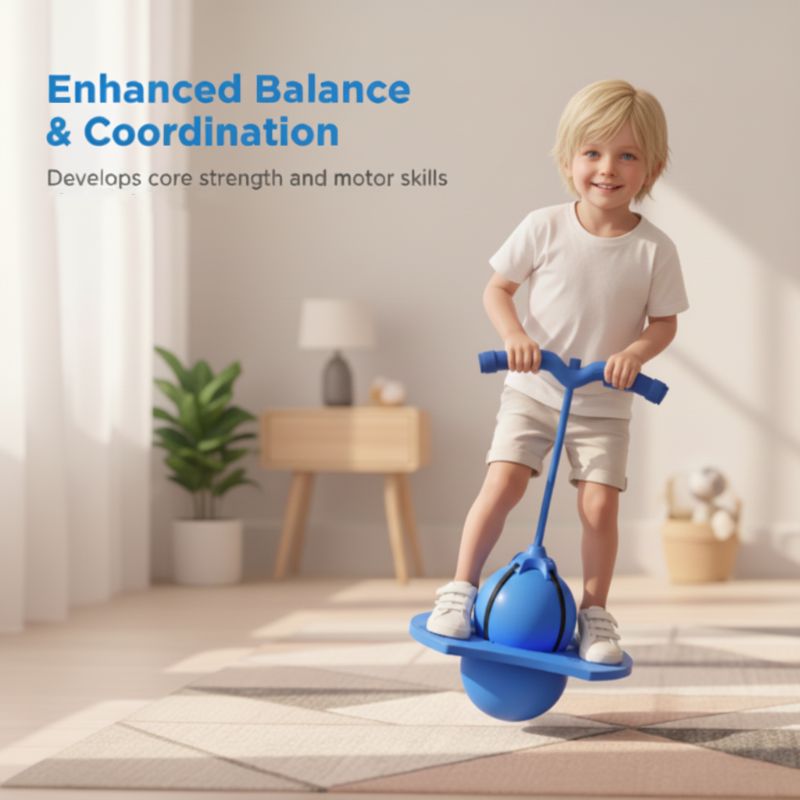 Balansbal met Handvatten voor Kinderen en Volwassenen - Springbal met Antislip Platform voor Coördinatieoefeningen en Evenwichtstraining