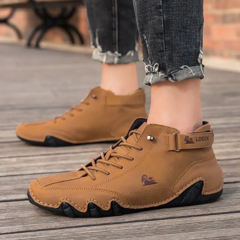 Waterdichte Heren Laarsschoenen met Hoge Schacht en Elastische Sluiting Kunstleer Robuust Straatmode