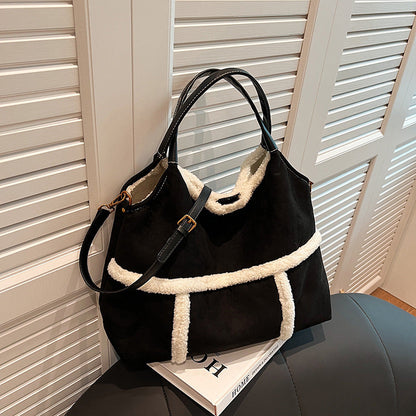 Dames Suède Shopper Warm en Stijlvol Teddy Look