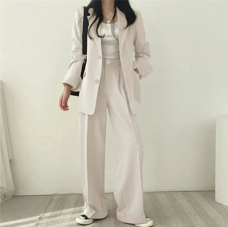 Dames Blazer Set met Rechte Broek Elegante Outfit