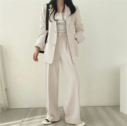 Dames Blazer Set met Rechte Broek Elegante Outfit