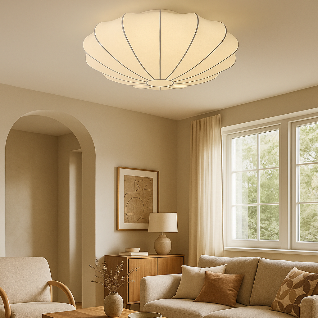 Nelson plafondlamp zijdevezel 3000K wit woonkamer slaapkamer cocoon design Japandi verlichting