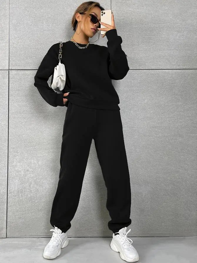 Vrouwelijk Sportpak Set met Trainingsbroek en Sweatshirt