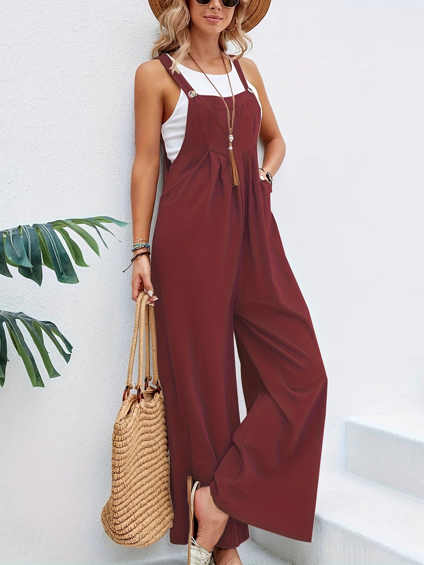 Boho Jumpsuit Zonder Mouwen voor Vrouw Zomer