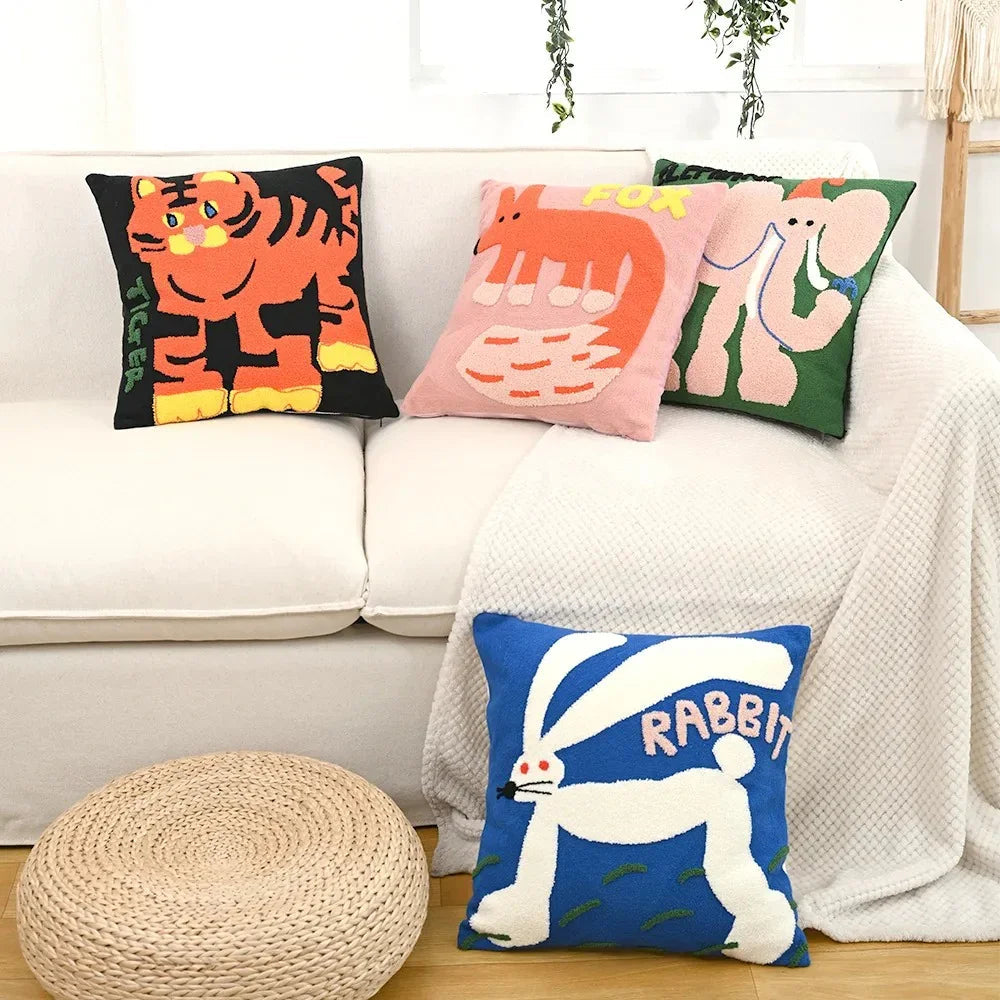 Kussenhoes Dieren Borduurwerk Scandinavisch 45x45 Polyester Katoen