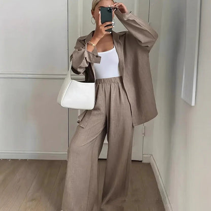 Dames Linnen Set Zomerse Casual Outfit