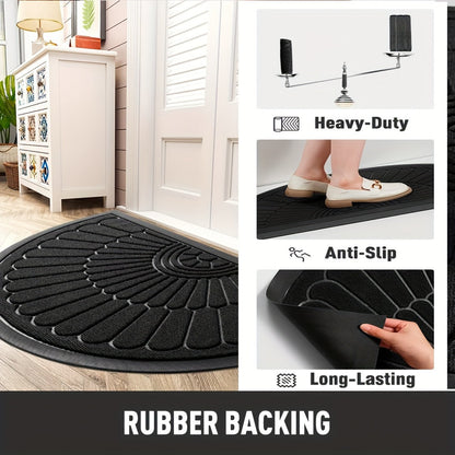 Rubber Deurmat Halfrond Zwart Binnen Buiten Antislip Schoonloopmat Entree Mat Moddermat