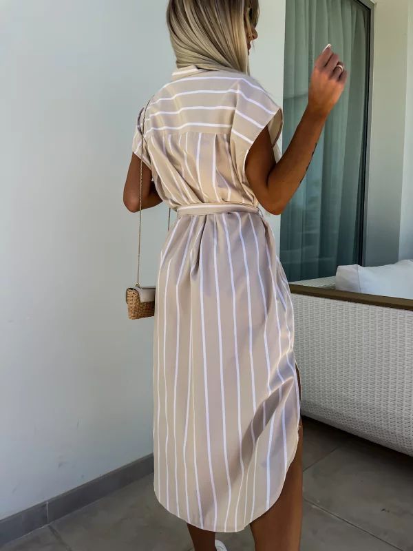 Elegante Jurk Zonder Mouwen Streepjespatroon - StudioMarella