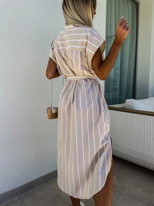 Luna Jurk Zonder Mouwen Streepjes Elegante Zomerjurk - StudioMarella
