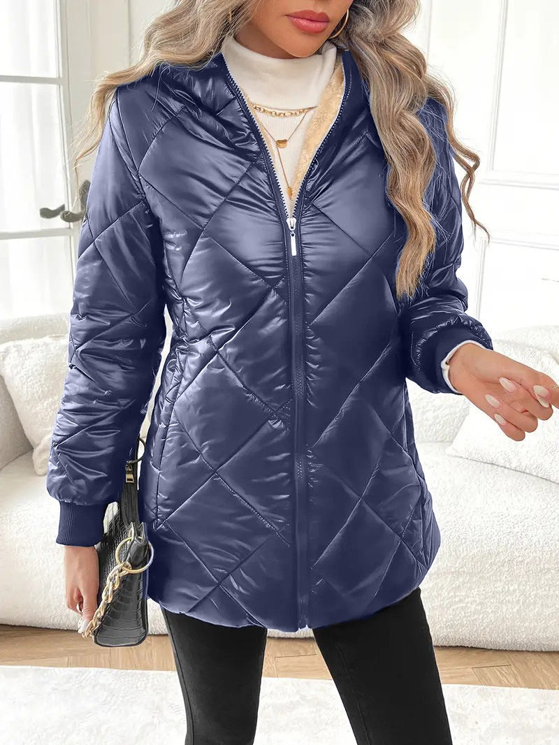 Dames Gewatteerde Jas Warm Quilted met Capuchon