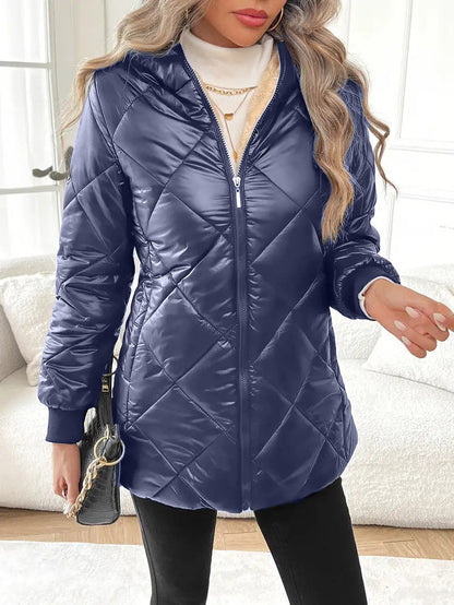 Dames Gewatteerde Jas Warm Quilted met Capuchon