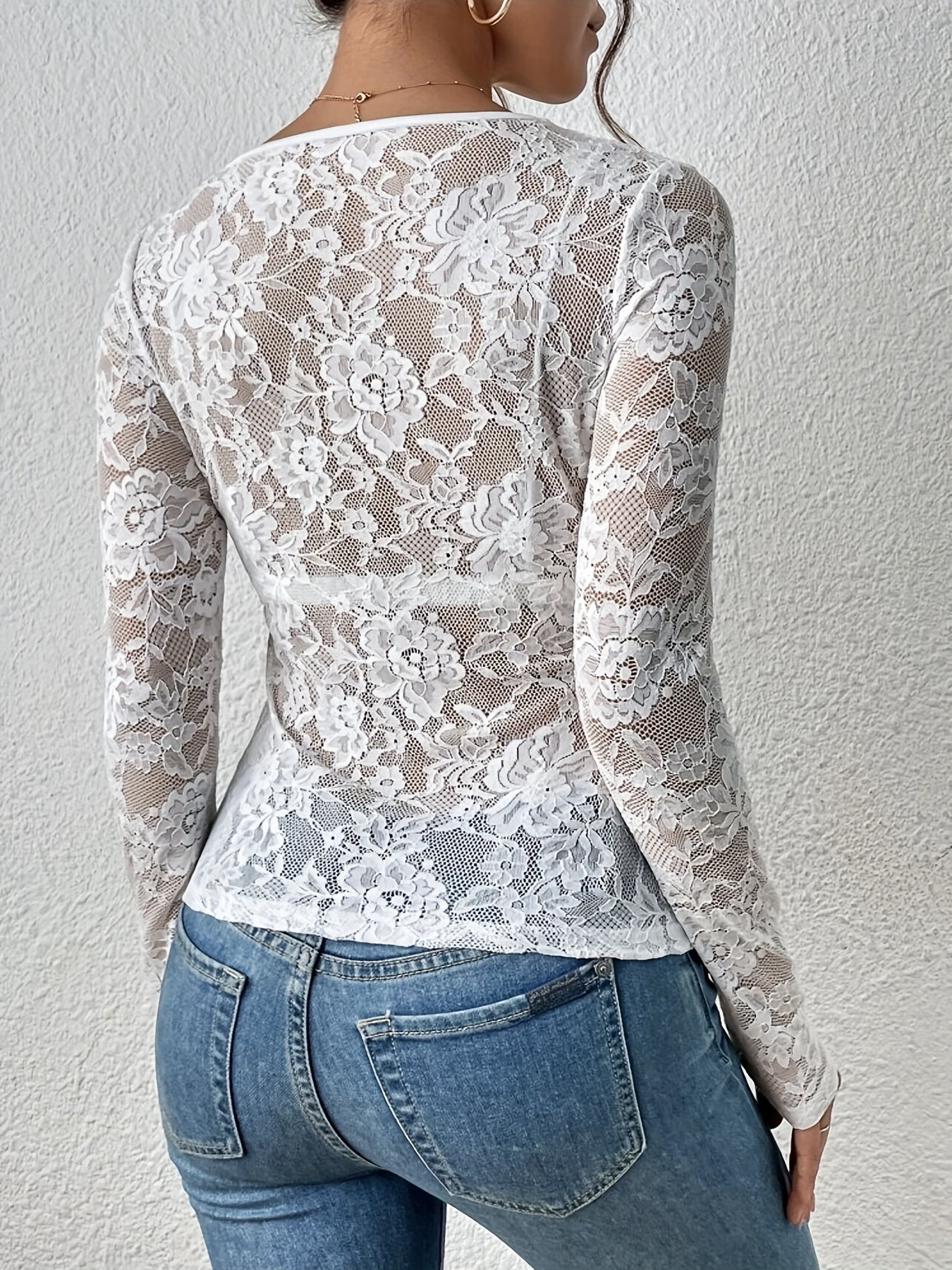 Vrouwelijke Kanten Top V-Hals Chique en Elegante