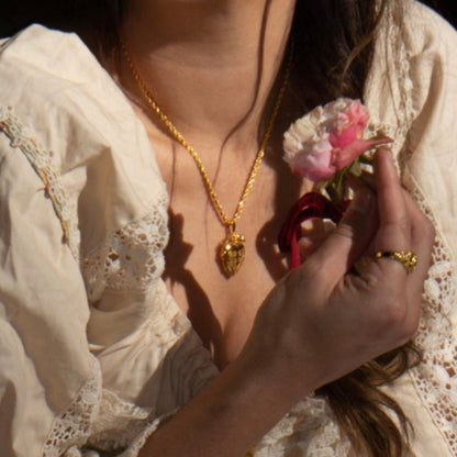 Dames Ketting Hartvormig met Bloemen Zilver
