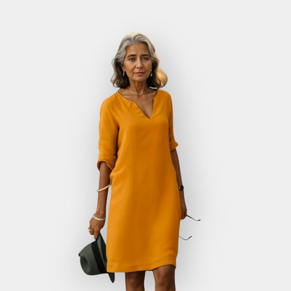 Midi Jurk Dames Luchtig Elegante V-Hals Driekwart Mouwen