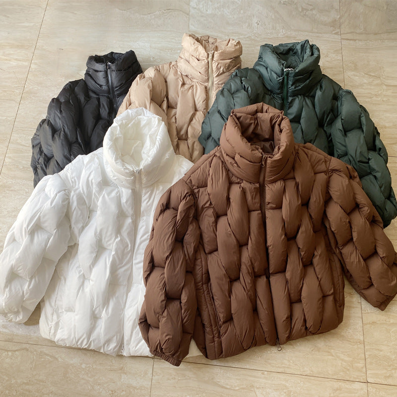 Dames Pufferjas Warm Oversized Gevlochten Jas