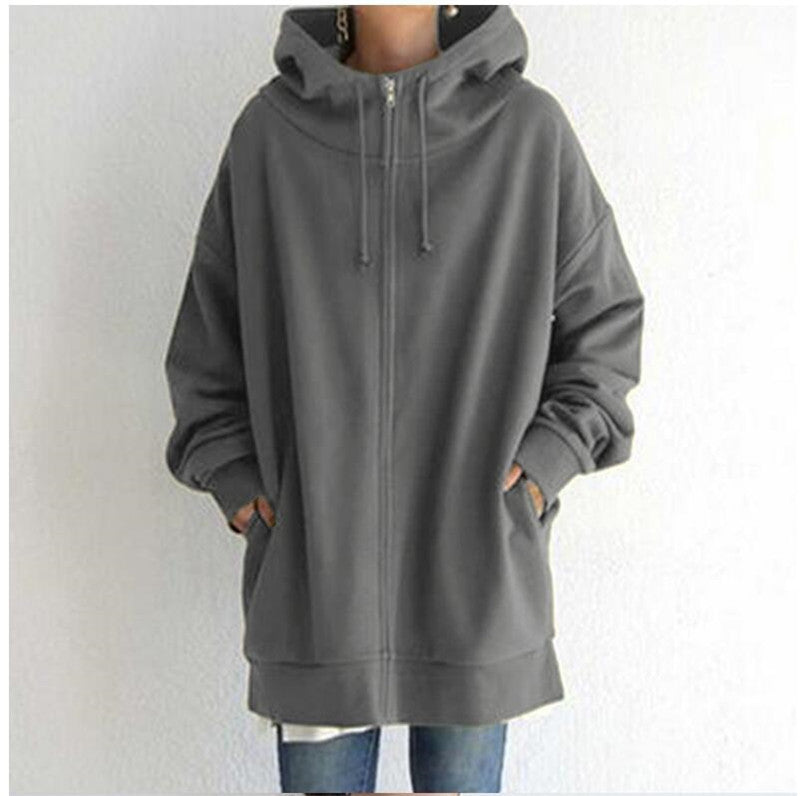 Dames Hoodie Oversized Warm en Zachte Rits Trui