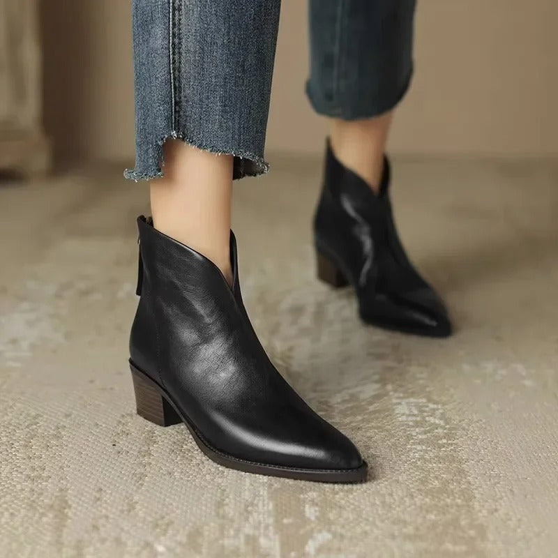 Dames Enkelboots met Hak Retro Stijl Herfst Collectie
