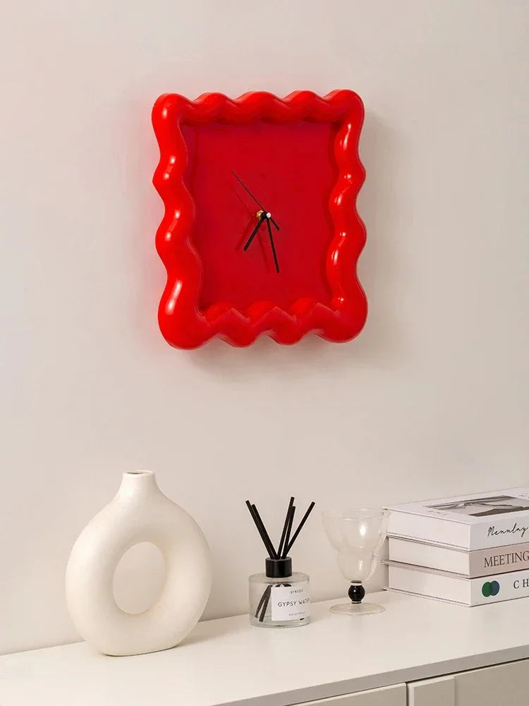 Wandklok Wit Golvend Frame 30cm Minimalistisch ABS Woonkamer Slaapkamer Modern