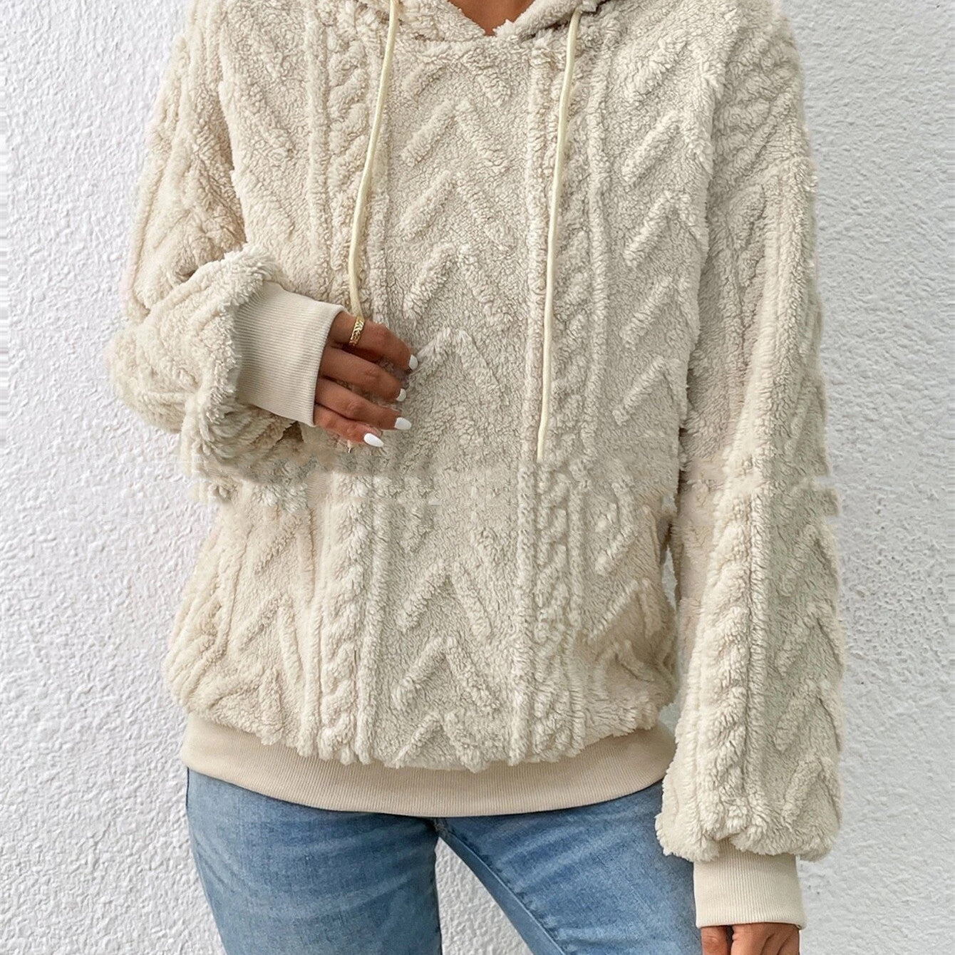 Dames Hoodie Zacht Geometrisch Patroon Warm en Comfortabel