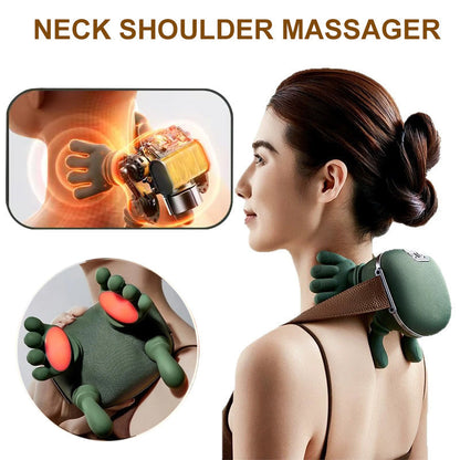 Nekmassageapparaat met Warmtefunctie en 4D Kneedsysteem | Draadloos Oplaadbaar