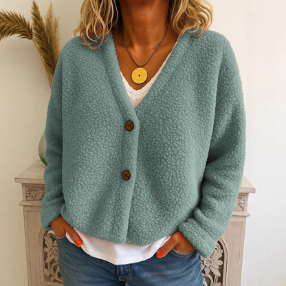 Dames Fleece Vest Warm met V-hals en Knopen → Dames Fleece Vest Warm en Comfortabel met Knopen