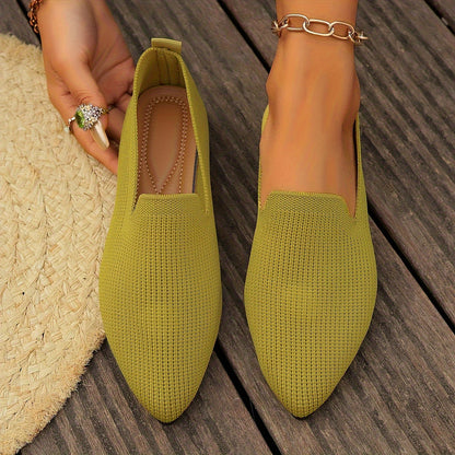 Dames Platte Loafers Comfortabele Gebreide Schoenen