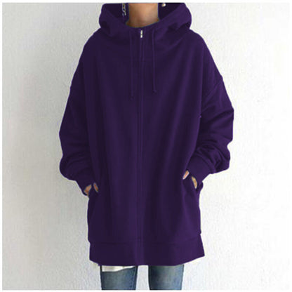 Dames Hoodie Oversized Warm en Zachte Rits Trui