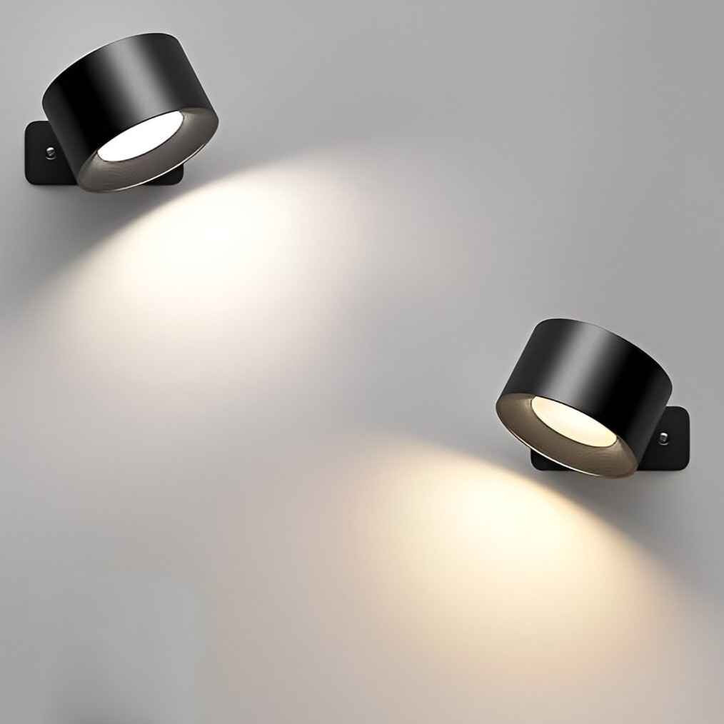 Wandlamp Draadloos Oplaadbaar Dimbaar 360° Roteerbaar Touch Afstandsbediening Wit Zwart Hout
