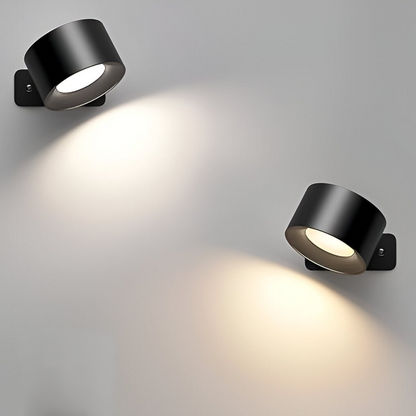 Wandlamp Draadloos Oplaadbaar Dimbaar 360° Roteerbaar Touch Afstandsbediening Wit Zwart Hout