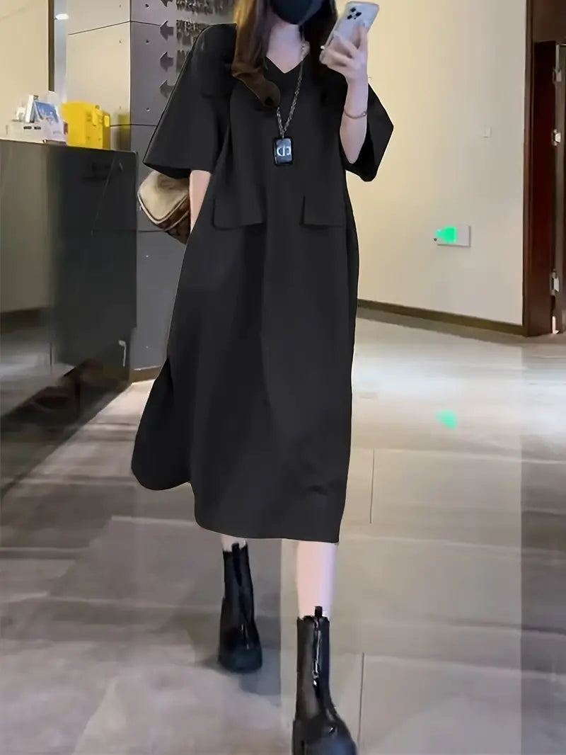 Vrouwelijke Zomerjurk Korte Mouwen Casual Stijl