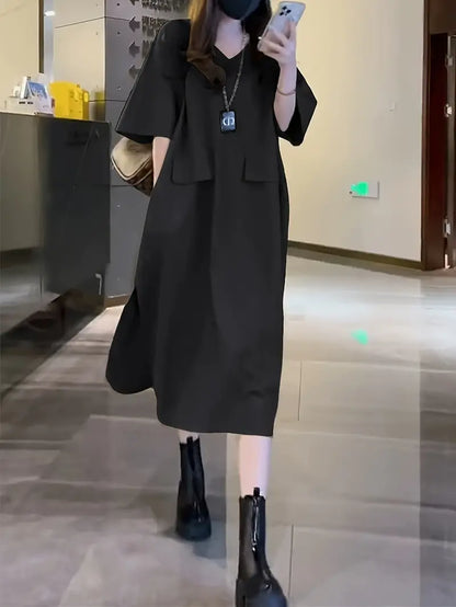 Vrouwelijke Zomerjurk Korte Mouwen Casual Stijl