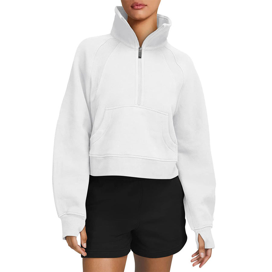 Dames Sweatshirt Zacht Sportief met Halve Rits