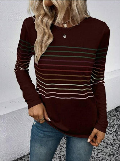 Dames T-shirt Lange Mouwen Streepjes Stijlvol Basic