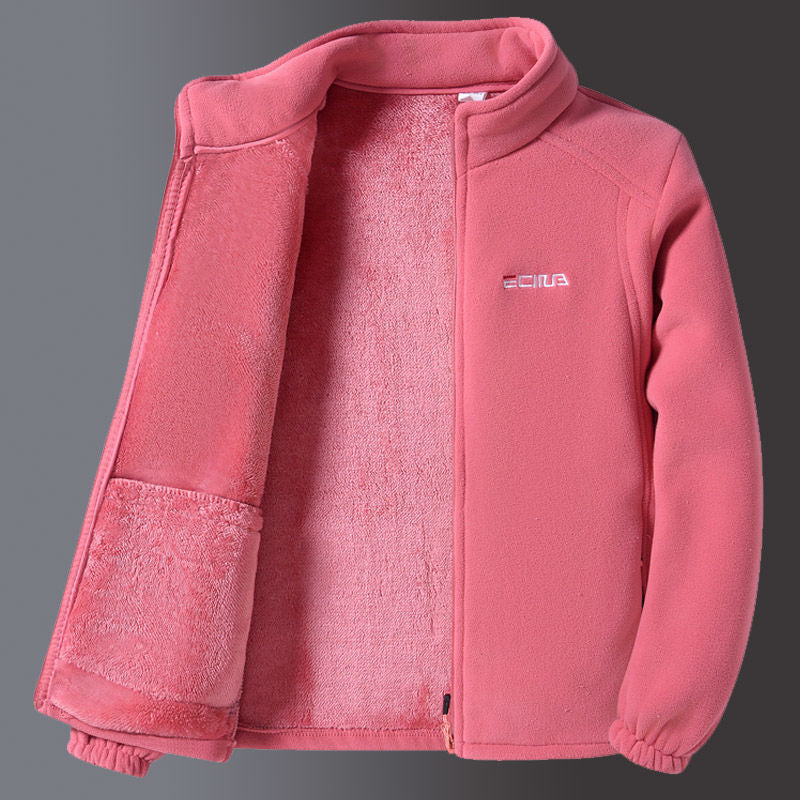Dames Fleece Jas Zacht en Warm met Rits en Kraag