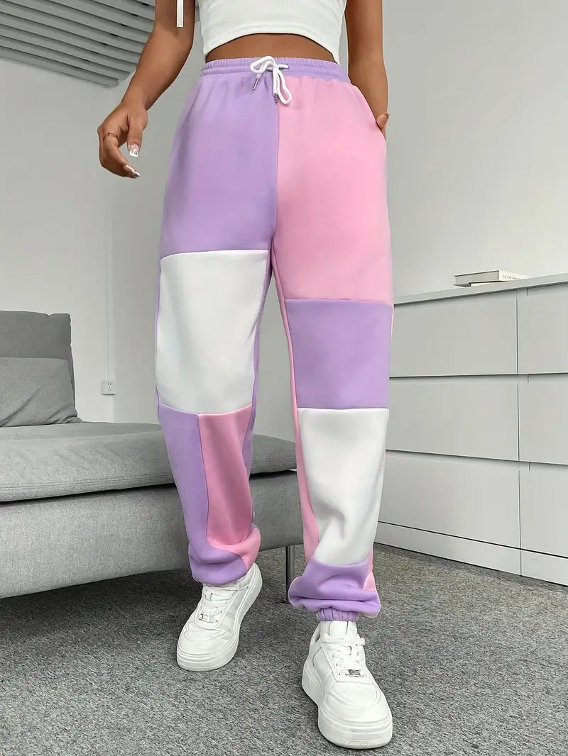 Joggerbroek Met Koord Losse Zittende Broek Kleur Blok