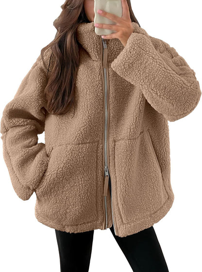 Dames Fleece Winterjas Warm en Zachte Oversized
