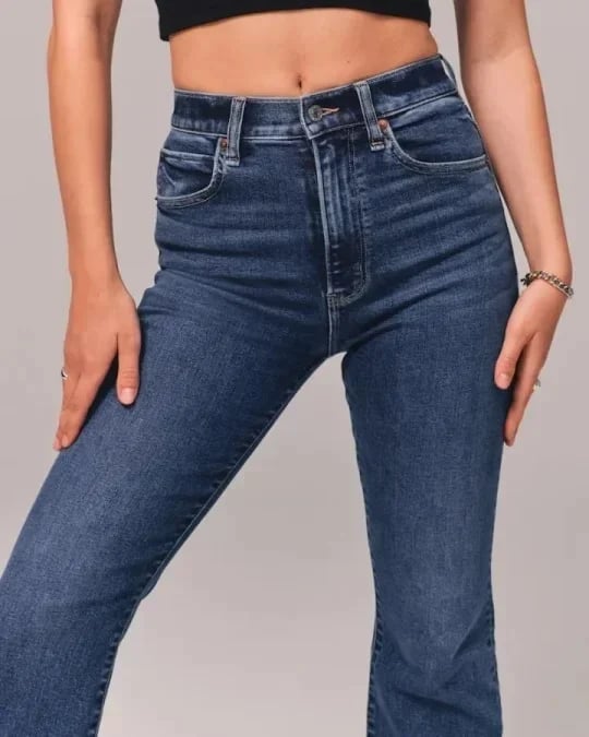 Hoge Taille Jeans Flared Comfortabele Katoen Stretch