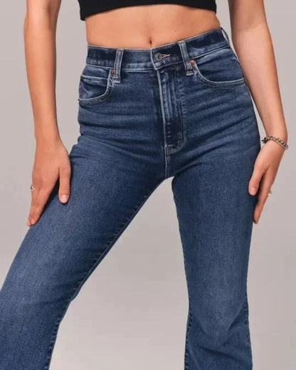Hoge Taille Jeans Flared Comfortabele Katoen Stretch