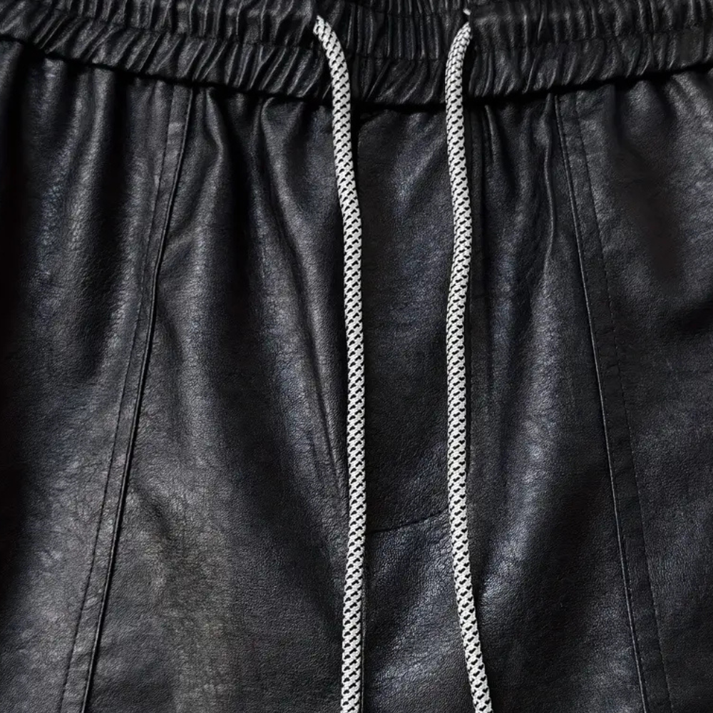 Heren Jogger Broek Kunstleder Comfortabele Cargo Stijl