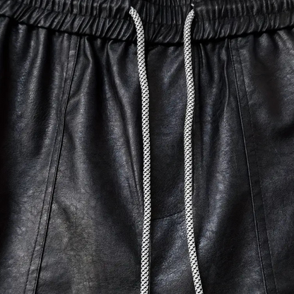 Heren Jogger Broek Kunstleder Comfortabele Cargo Stijl