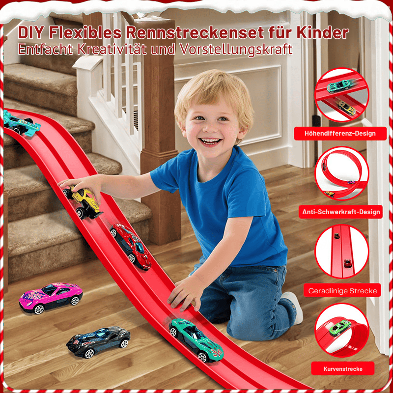 Flexibele DIY Racebaan voor Kinderen – 5 Meter Race Track met Auto's en Loopings