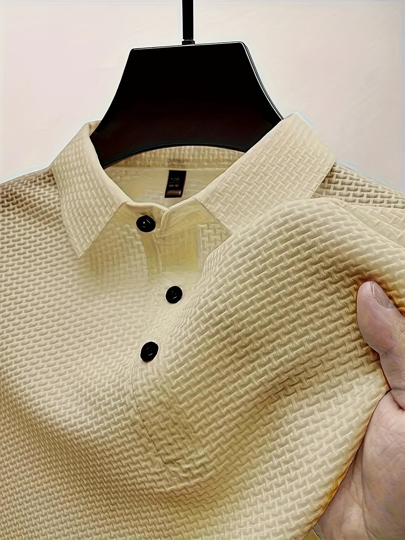 Zomer Shirt Korte Mouw Sportief Jacquard Man